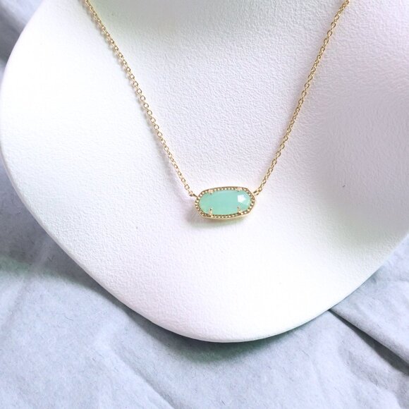 Kendra Scott Elisa Gold Chalcedony Glass Pendant Necklace Elegant Gift - Picture 2 of 2